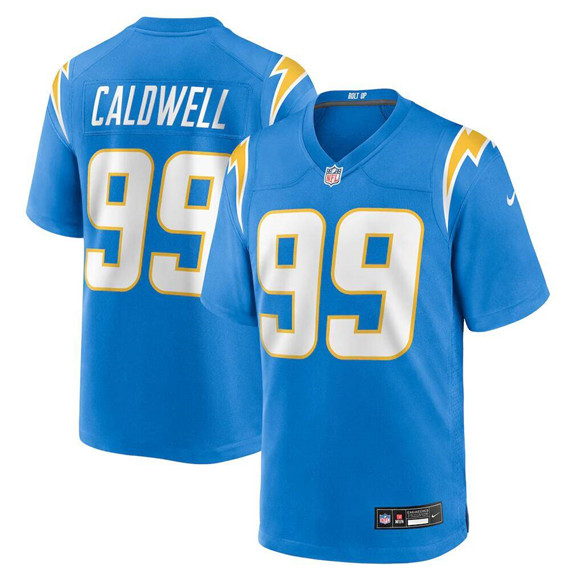 Men's Los Angeles Chargers #99 Jamaree Caldwell Powder Blue Team Nike 2025 Stitched Game Jersey