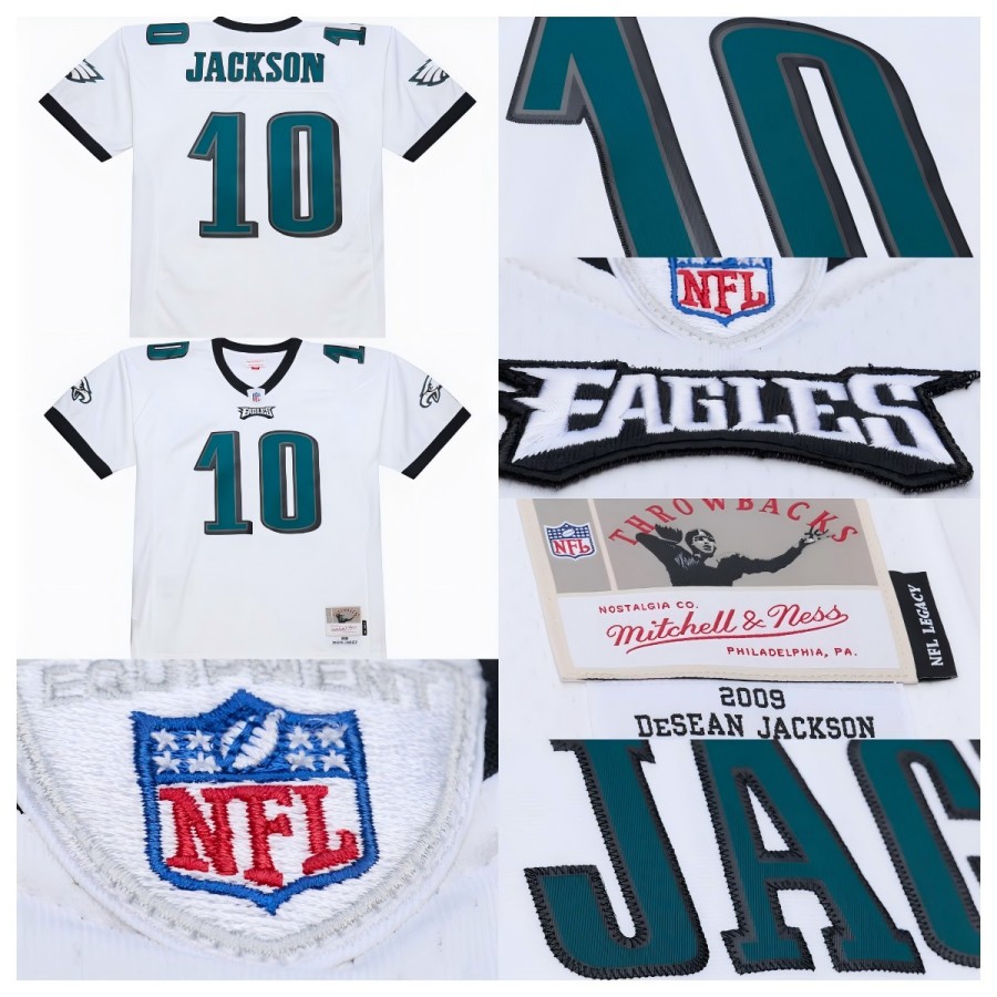 Men's Philadelphia Eagles #10 DeSean Jackson White 2009 Legacy Throwback Replica Stitched Jersey