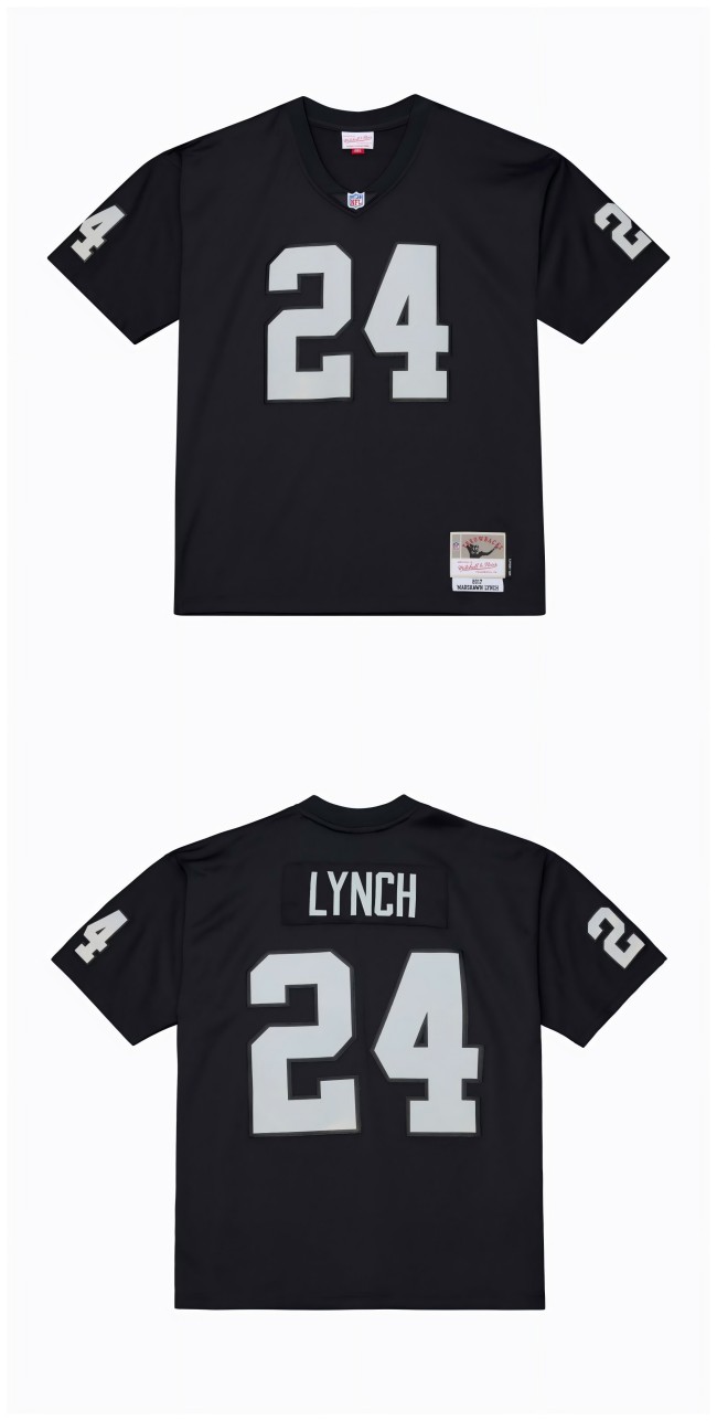 Men's Oakland Raiders #24 Marshawn Lynch Mitchell & Ness Black Legacy Stitched Jersey