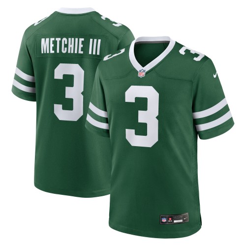 Men's New York Jets #3 John Metchie III Nike Legacy Green Team Stitched Game Jersey