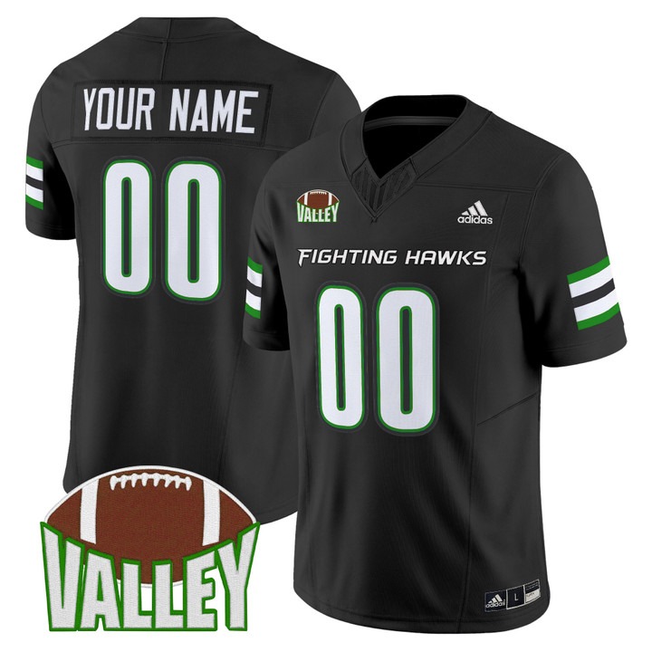 Men's North Dakota Fighting Hawks Custom football 2025 Vapor F.U.S.E. Limited Stitched Jersey Black