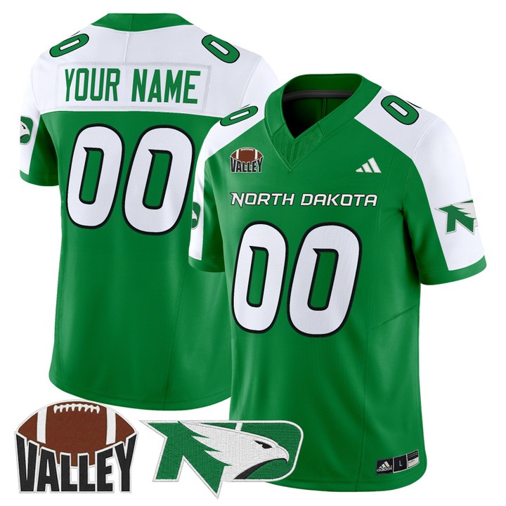 Men's North Dakota Fighting Hawks Custom football 2025 Vapor F.U.S.E. Limited Stitched Jersey Green Alternate