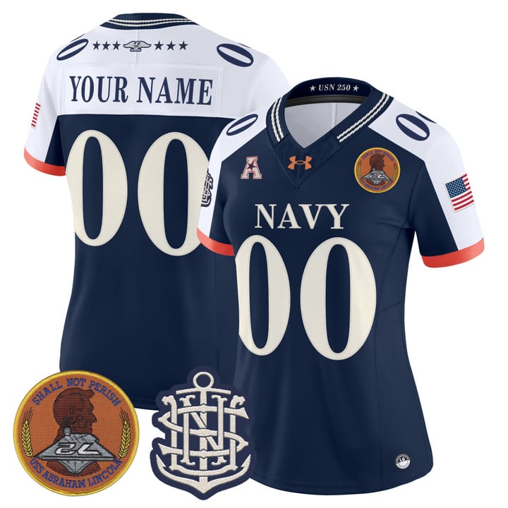 Women's Navy Midshipmen Custom 250th Anniversary Vapor F.U.S.E. Limited Stitched football Jersey Navy Alternate