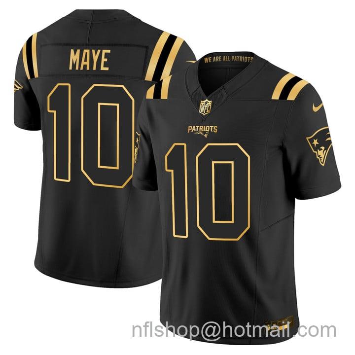 Men's New England Patriots #10 Drake Maye F.U.S.E. 2025 Black Gold Vapor Limited Stitched Jersey