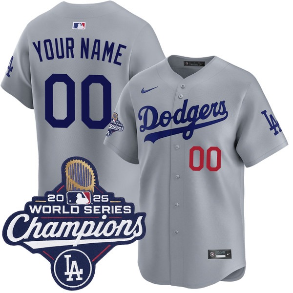 Men's Los Angeles Dodgers Custom Nike Alternate Road Limited 2025 World Series Champions Jersey