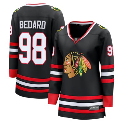 Women's Chicago Blackhawks #98 Connor Bedard Black Alternate 2025 Stitched Hockey Jersey