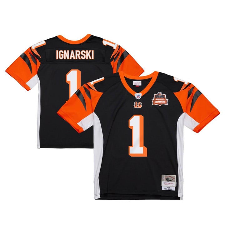 Men's Cincinnati Bengals #1 IGNARSKI Black throwback 2004 with Patch Stitched football Jersey
