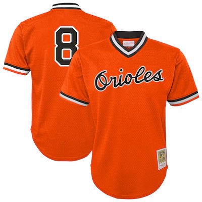 Men's Baltimore Orioles Cal Ripken Jr. Orange 2025 Throwback Mesh Batting Practice Stitched Jersey NO NAME