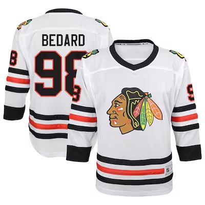 Youth Chicago Blackhawks #98 Connor Bedard White Away 2025 Stitched Hockey Jersey