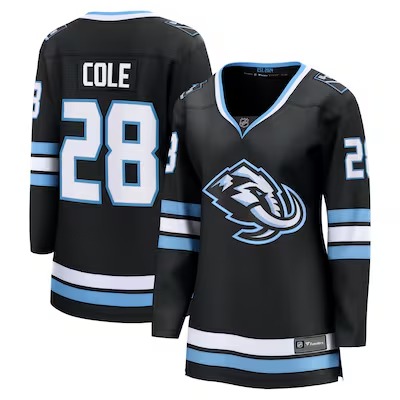 Women's Utah Mammoth #28 Ian Cole Black Home Stitched Breakaway Player Jersey