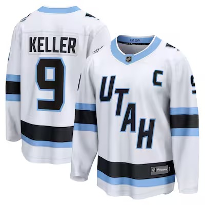 Men's Utah Mammoth #9 Clayton Keller White Away Breakaway Player Stitched Hockey Jersey