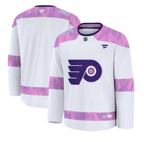 Men's Philadelphia Flyers Blank White 2024 Fights Cancer stitched Hockey Jersey