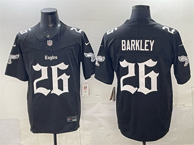 Men's Philadelphia Eagles #26 Saquon Barkley Black 2025 F.U.S.E. 'Gothic Philly Edition' Vapor Limited Stitched Football Jersey