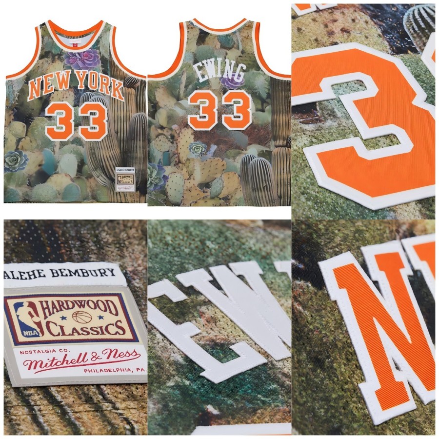 Men's New York Knicks #33 Patrick Ewing Mitchell & Ness x Salehe Swingman Embroidered Fashion Basketball Jersey