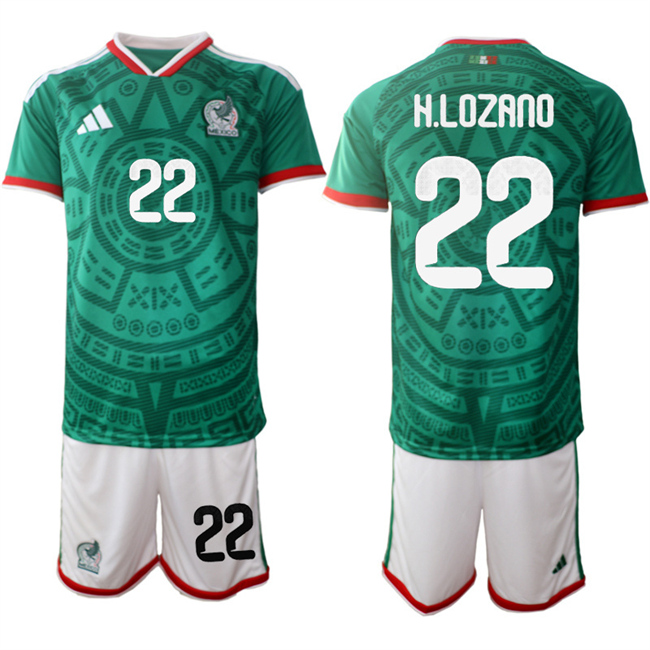 Men's Mexico #22 Hirving Lozano Green 2025-26 Home Soccer Jersey Suit