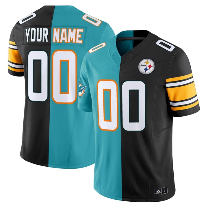 Men's Miami Dolphins & Pittsburgh Steelers Custom Split F.U.S.E. Vapor Limited Stitched football Jersey