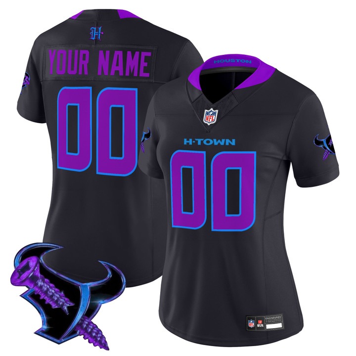 Women's Houston Texans Custom 2025 DJ Screw F.U.S.E. Vapor Limited Stitched Jersey Black
