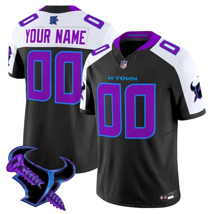 Men's Houston Texans Custom 2025 DJ Screw F.U.S.E. Vapor Limited Stitched Jersey Black Alternate