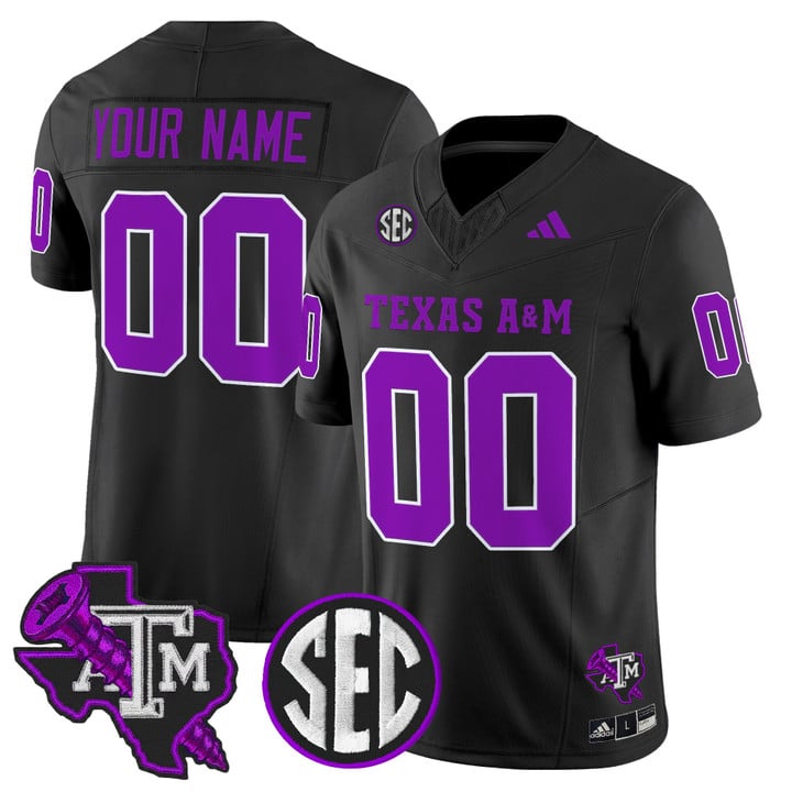 Men's Texas A&M Aggies Custom DJ Screw Vapor F.U.S.E. Limited Stitched football Jersey Black
