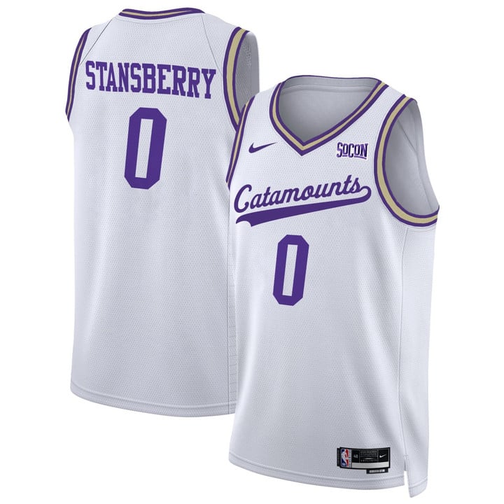 Men's WCU Western Carolina Catamounts basketball #0 Cord Stansberry White 2025 Stitched Jersey