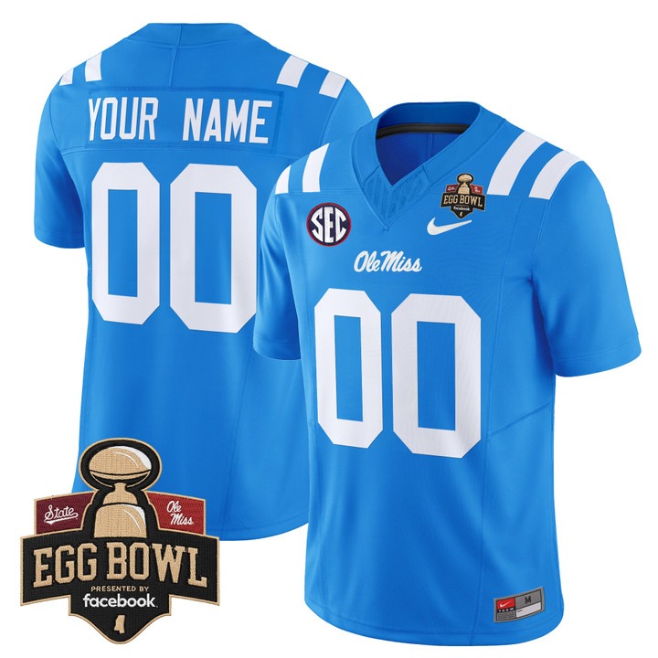 Men's Ole Miss Rebels Custom 2025 Egg Bowl F.U.S.E. Vapor Limited Stitched football Jersey Powder Blue