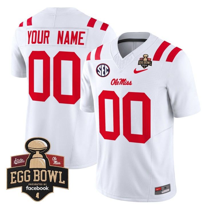 Men's Ole Miss Rebels Custom 2025 Egg Bowl F.U.S.E. Vapor Limited Stitched football Jersey White
