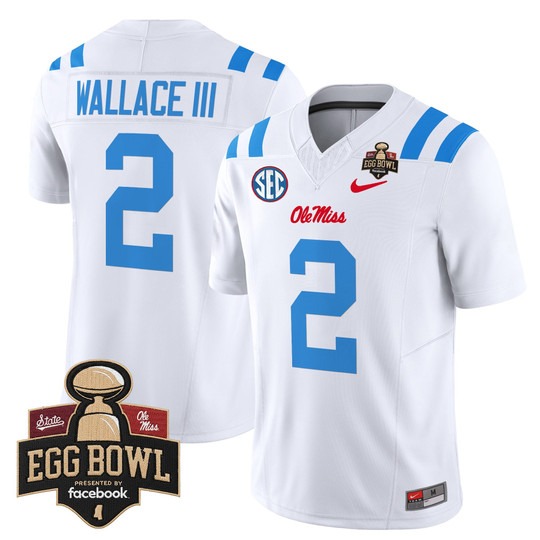 Men's Ole Miss Rebels #2 Harrison Wallace III 2025 Egg Bowl F.U.S.E. Vapor Limited Stitched football Jersey White Limited