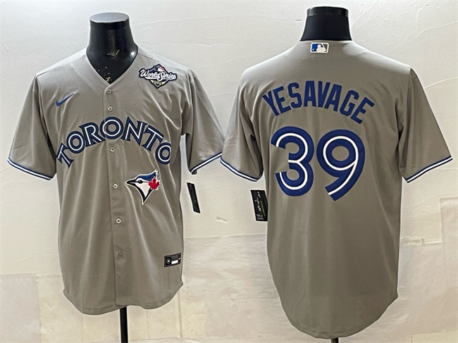 Men's Toronto Blue Jays #39 Trey Yesavage Grey 2025 World Series Cool Base Stitched Baseball Jersey