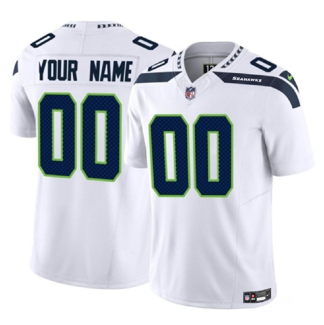Men's Seattle Seahawks Customized White 2023 F.U.S.E Vapor Limited Stitched Football Jersey