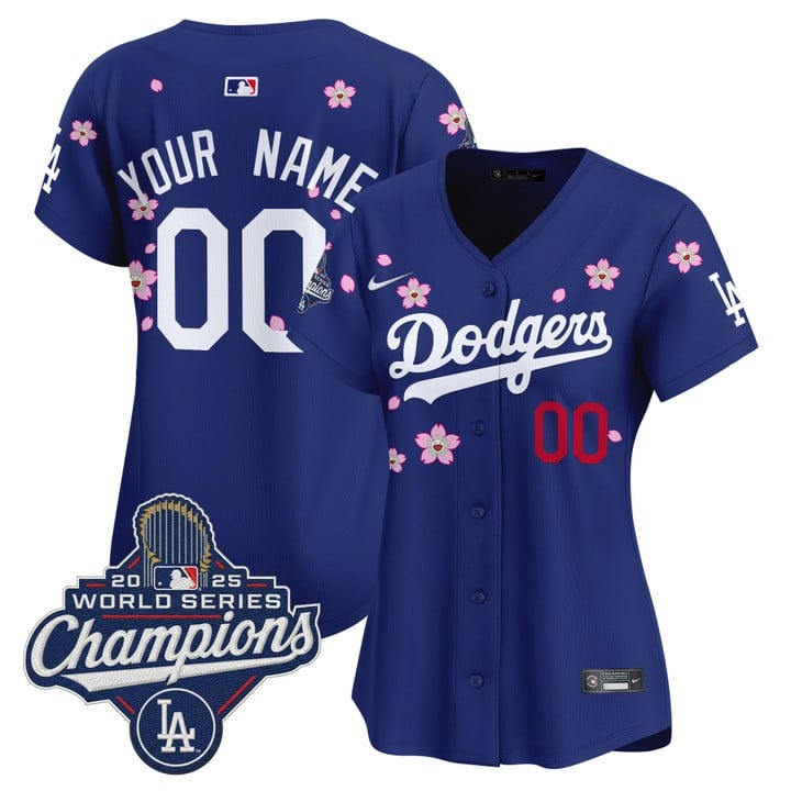 Women's Dodgers 2025 World Series Champions x Tokyo Series Limited Custom Jersey - Royal