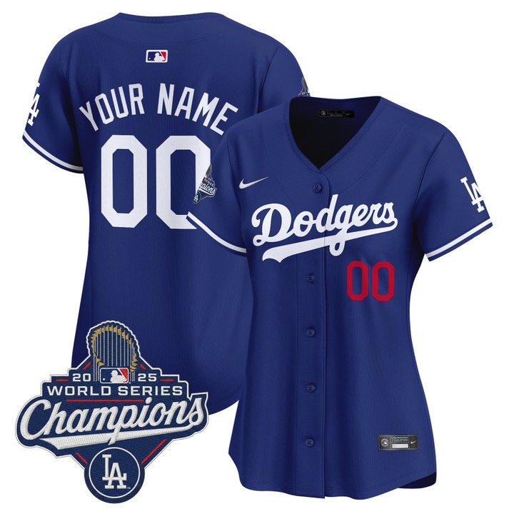 Women's Dodgers Custom Royal 2025 World Series Champions Nike Limited Jersey