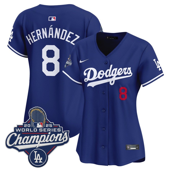 Women's Dodgers #8 Kike Hernandez 2025 World Series Champions Nike Limited Jersey Royal
