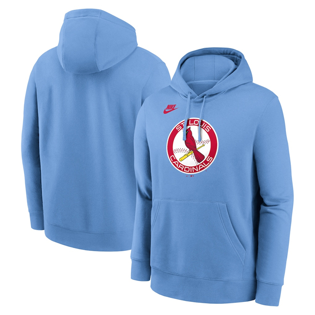 Men's St. Louis Cardinals Light Blue Cooperstown Collection Logo Club Pullover Hoodie