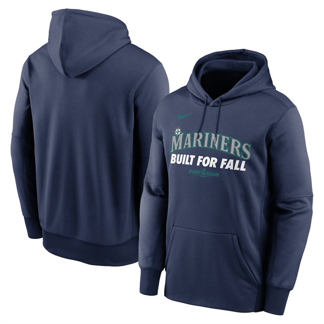 Men's Seattle Mariners Navy 2025 Postseason Collection Therma Hoodie