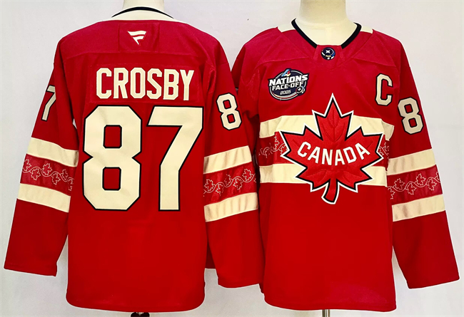 Youth Canada #87 Sidney Crosby Red 2025 4 Nations Face-Off Premium With C Patch Stitched Jersey