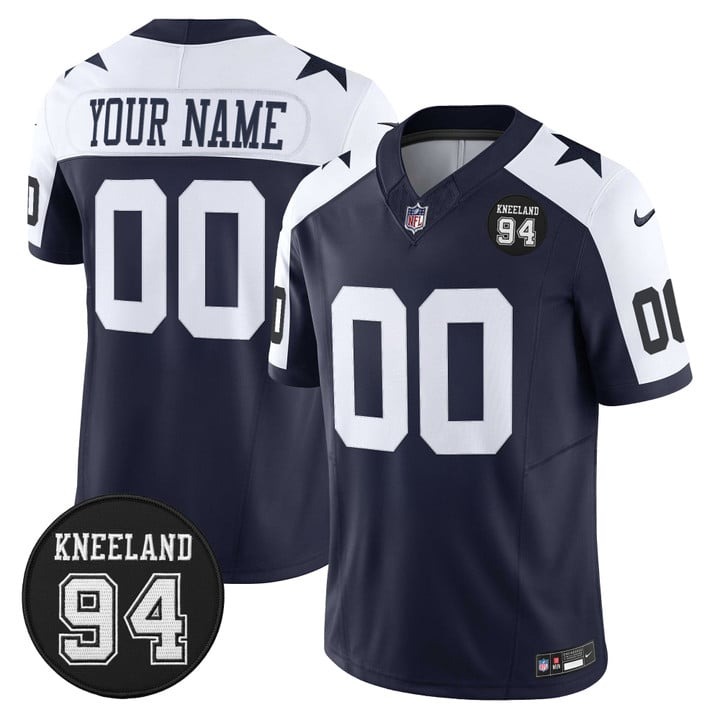 Men's Dallas Cowboys Custom #94 Marshawn Kneeland Memorial Patch 2025 F.U.S.E. Vapor Limited Stitched Jersey Alternate