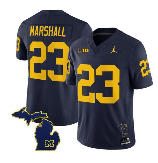 Women's Michigan Wolverines #23 Jordan Marshall Navy F.U.S.E. 2025 Vapor Limited Stitched Football Jersey