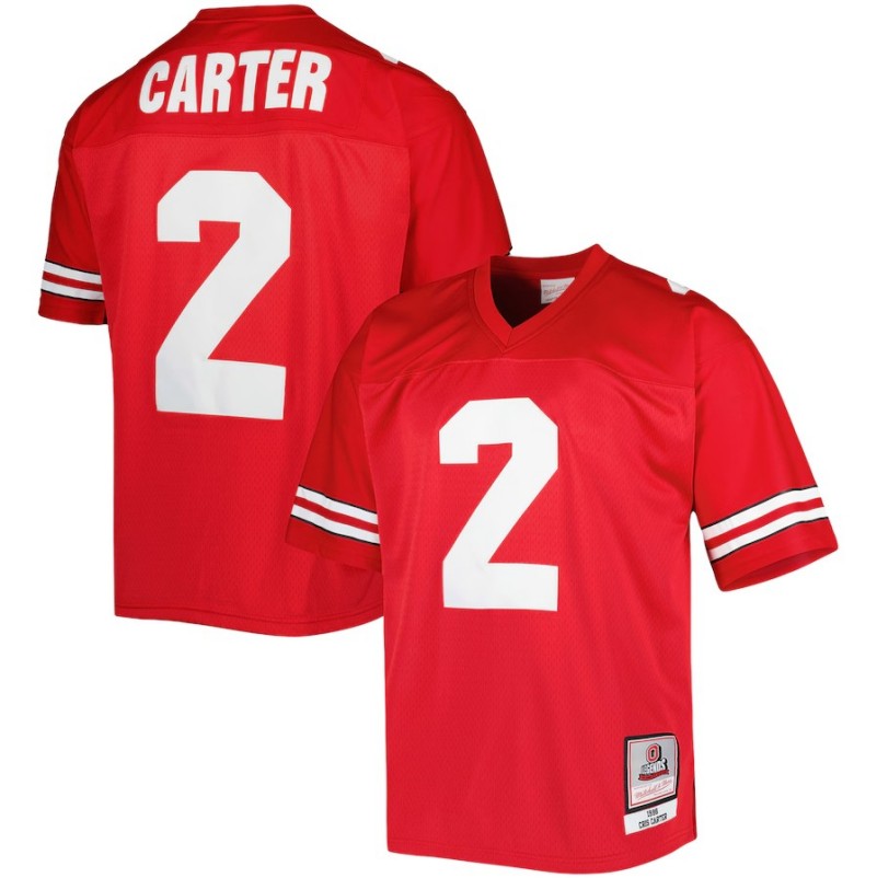Men's Ohio State Buckeyes #2 Cris Carter Scarlet 1986 Replica Throwback Jersey