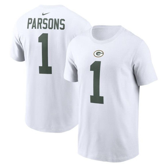 Men's Green Bay Packers #1 Micah Parsons White Nike Player Name & Number T-Shirt