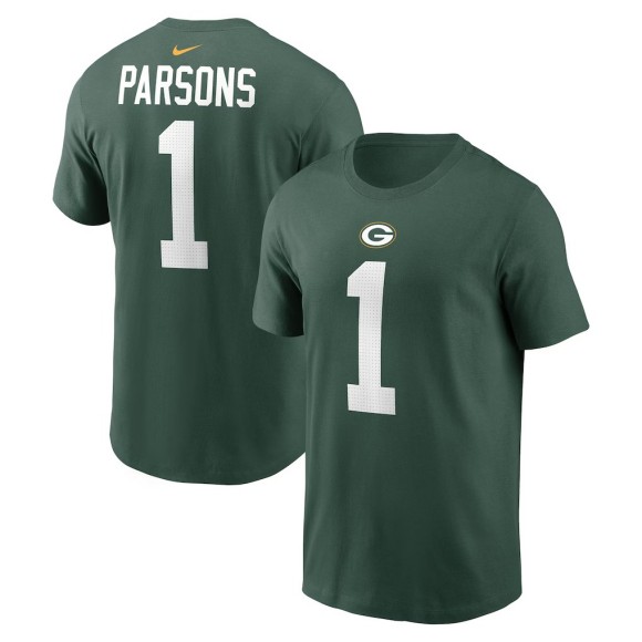 Men's Green Bay Packers #1 Micah Parsons Green Nike Name & Number T-Shirt