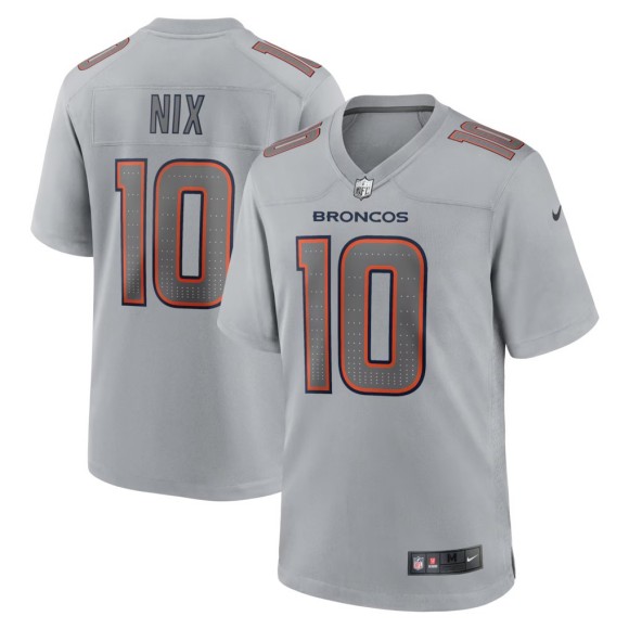 Men's Denver Broncos #10 Bo Nix Gray Nike Atmosphere Fashion Game Stitched Jersey