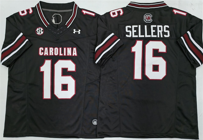Men's South Carolina Fighting Gamecocks #16 LaNorris Sellers Black F.U.S.E. Stitched Jersey