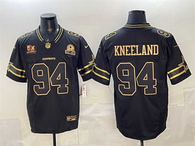 Men's Dallas Cowboys #94 Marshawn Kneeland Black Gold 2025 F.U.S.E. With 5x Super Bowl Champions & Established In 1960 Patch Vapor Limited Stitched Football Jersey