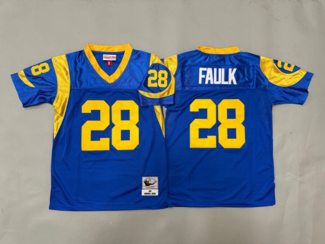 Youth Los Angeles Rams #28 Marshall Faulk Blue 1999 Throwback Stitched Jersey