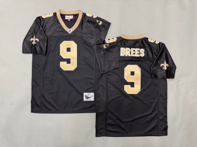 Men's New Orleans Saints #9 Drew Brees Black Throwback Stitched Jersey