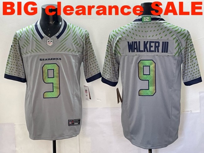 Clearance SALE Mens & Womens & Youth Seattle Seahawks #9 Kenneth Walker III 2025 “Rivalries” F.U.S.E. Stitched Jersey Wolf Gray
