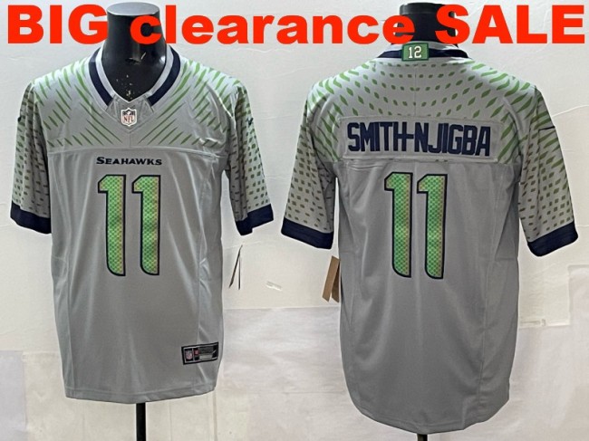 Clearance SALE Mens & Womens & Youth Seattle Seahawks #11 Jaxon Smith-Njigba 2025 “Rivalries” F.U.S.E. Stitched Jersey Wolf Gray