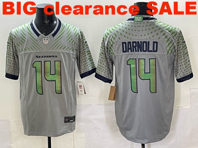 Clearance SALE Mens & Womens & Youth Seattle Seahawks #14 Sam Darnold 2025 “Rivalries” F.U.S.E. Stitched Jersey Wolf Gray