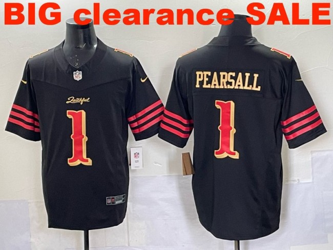Clearance SALE Mens & Womens & Youth San Francisco 49ers #1 Ricky Pearsall 2025 “Rivalries” F.U.S.E. Stitched Limited Jersey Black
