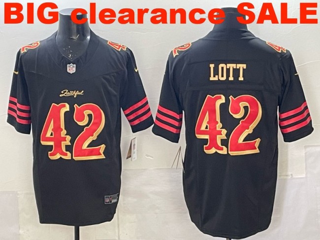 Clearance SALE Mens & Womens & Youth San Francisco 49ers #42 Ronnie Lott 2025 “Rivalries” F.U.S.E. Stitched Limited Jersey Black